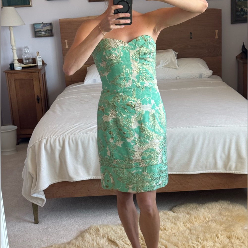Milly embroidered strapless dress, size 2